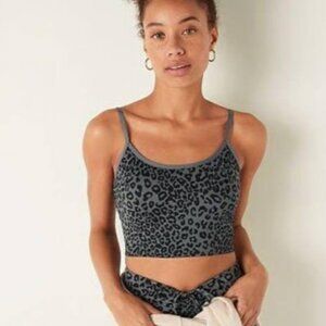 Pink Active Dark Steel Ultimate Lightly Lined Leopard Gray Sport Bra Top L
